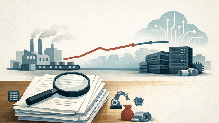 Symbolic illustration of BEA-style research examining how AI changes prices, labor, and material costs in AI-intensive industries.