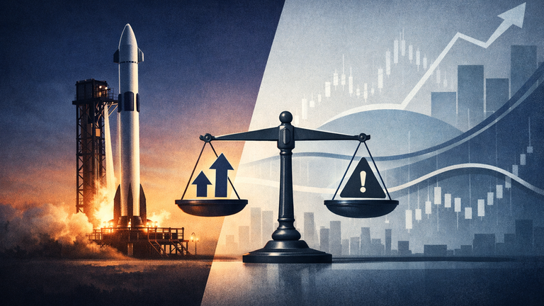 Symbolic illustration of a rocket and market risk themes placed beside abstract interest-rate and bond imagery.